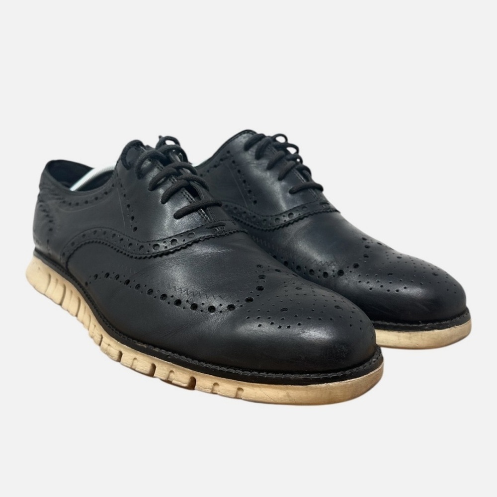 Cole Haan Black Leather Men's Oxfords with Tan Sole